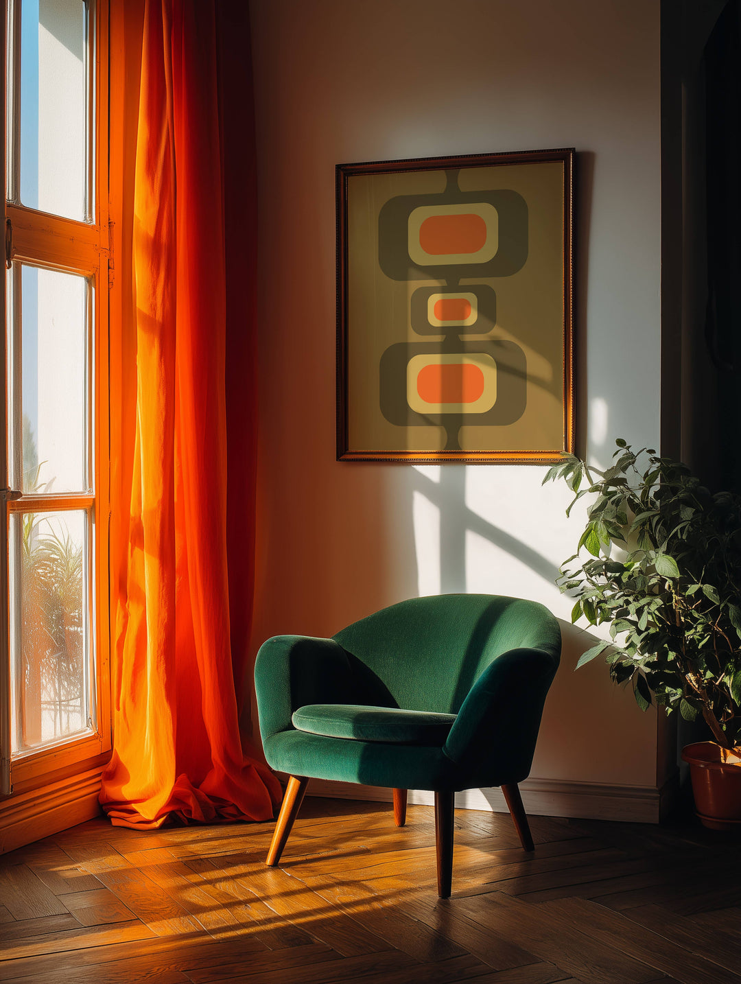 Green and Orange Rectangles Print