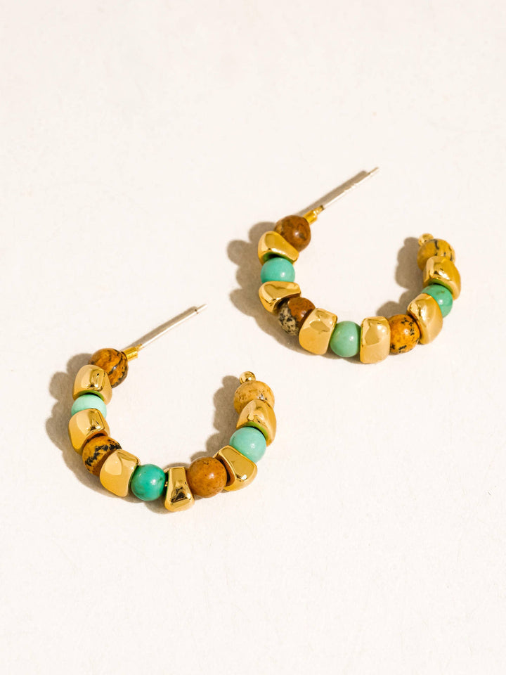 Noisette 18K Gold Boho Beaded Hoop Earrings