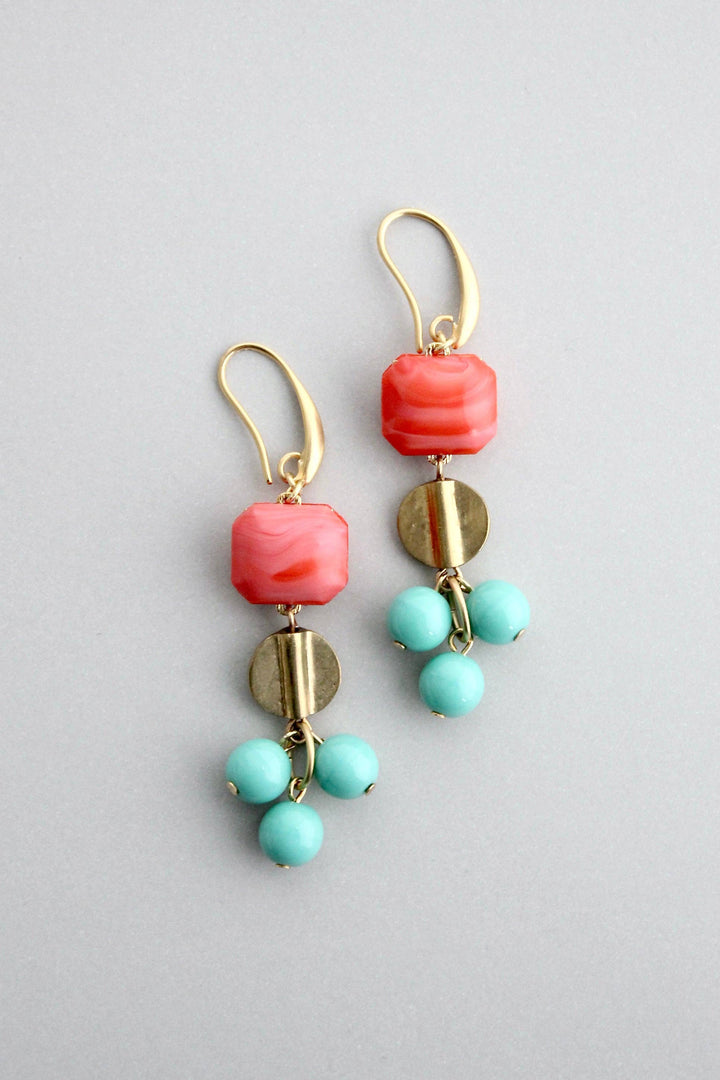 GNDE71 salmon and turquoise earrings
