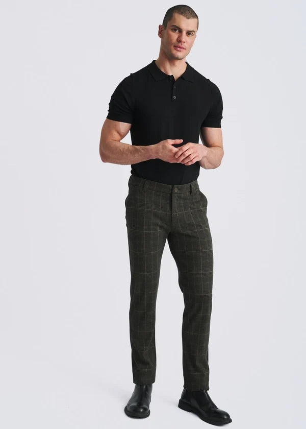 Wool-Look Stretch Knit Tailored Pants