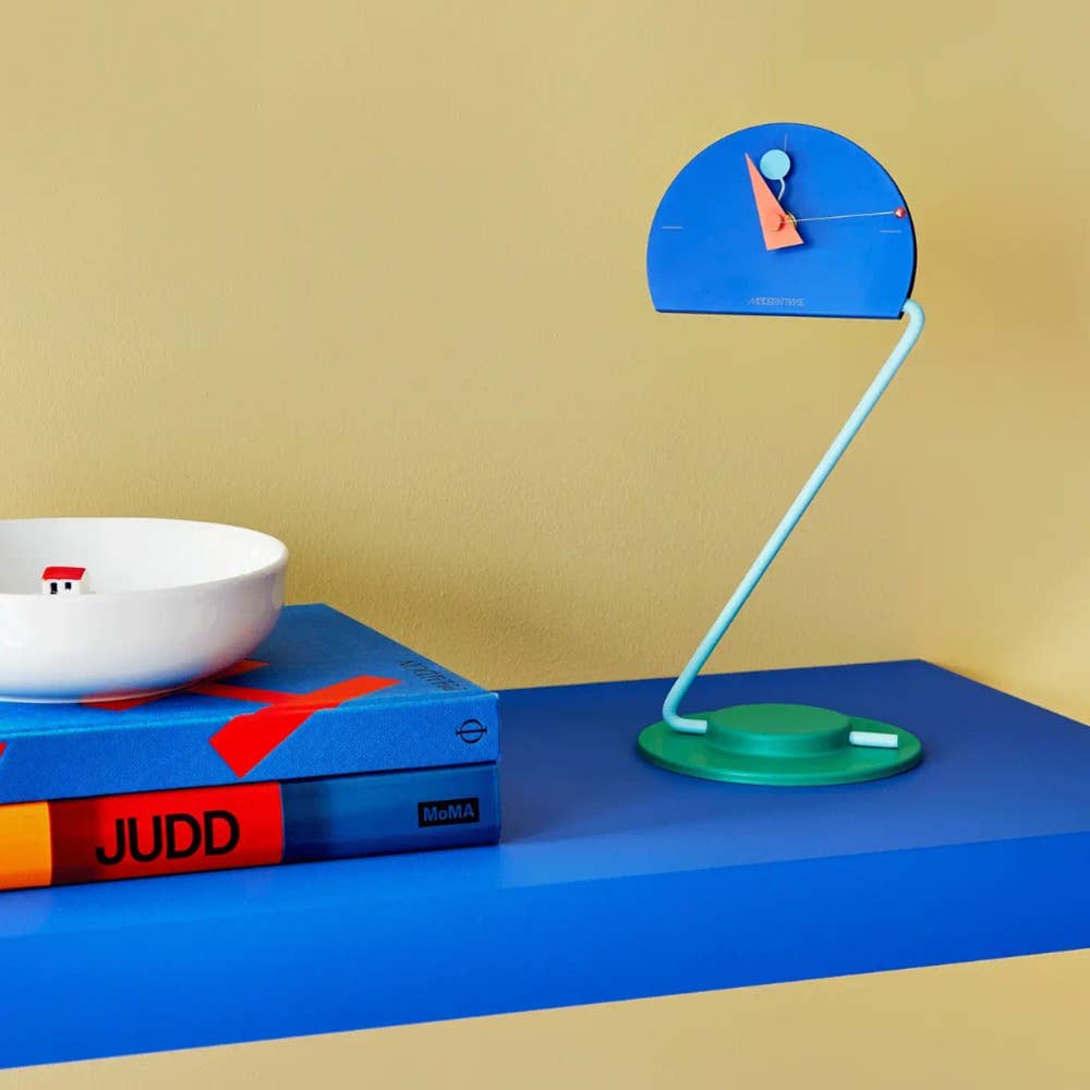 Peacock Desk Clock - Movable Height - Memphis Design