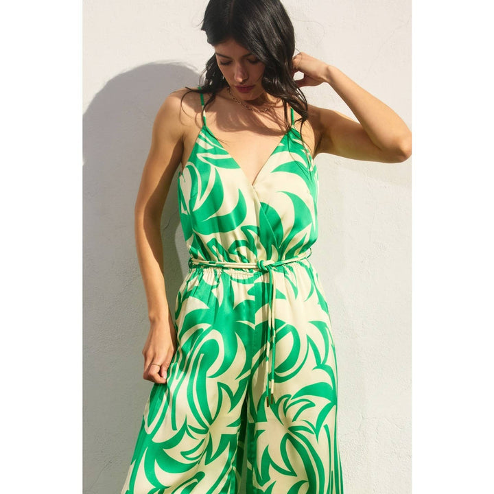 Lucky Girl Surplice Double Corded Belt Jumpsuit