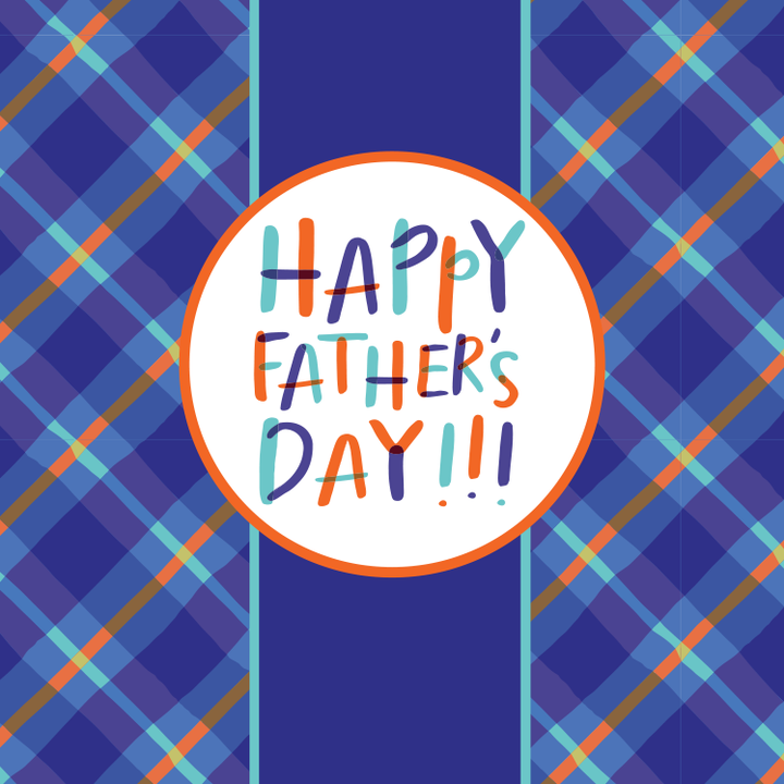 FD18 - Happy Father's Day Bright Plaid Greeting Card