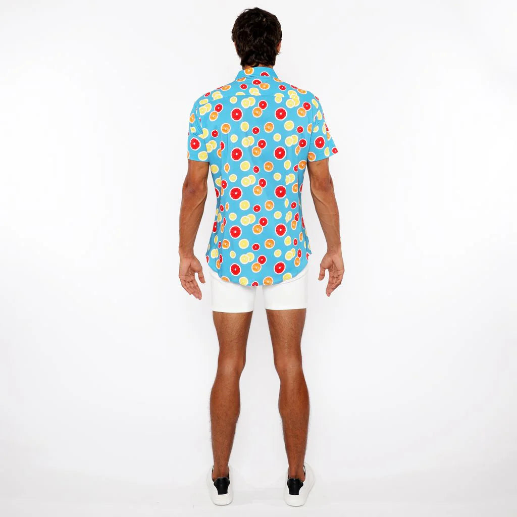 Orange/Grapefruit Slices Printed Cotton Jersey Knit Short Sleeve Shirt St-9334