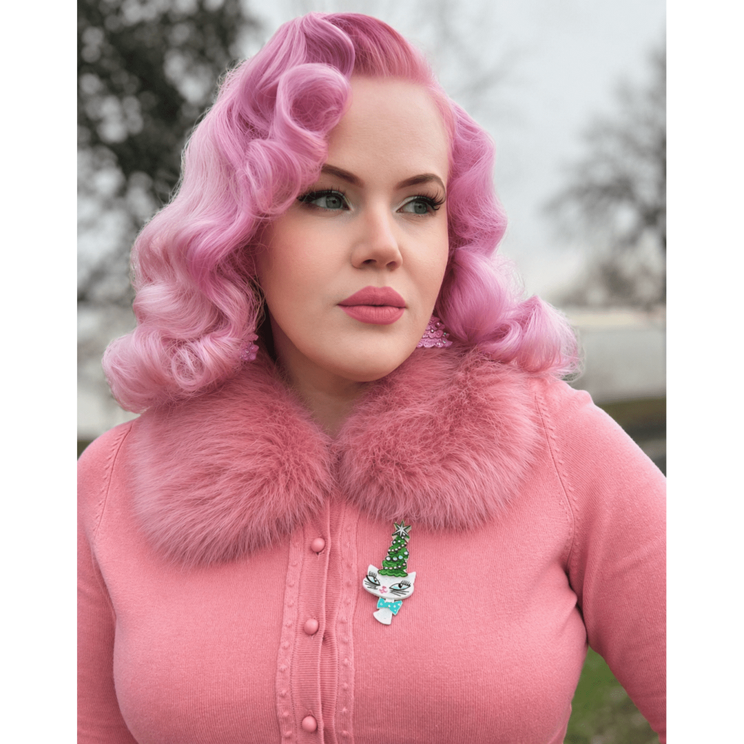 Kitty Christmas Hat Brooch