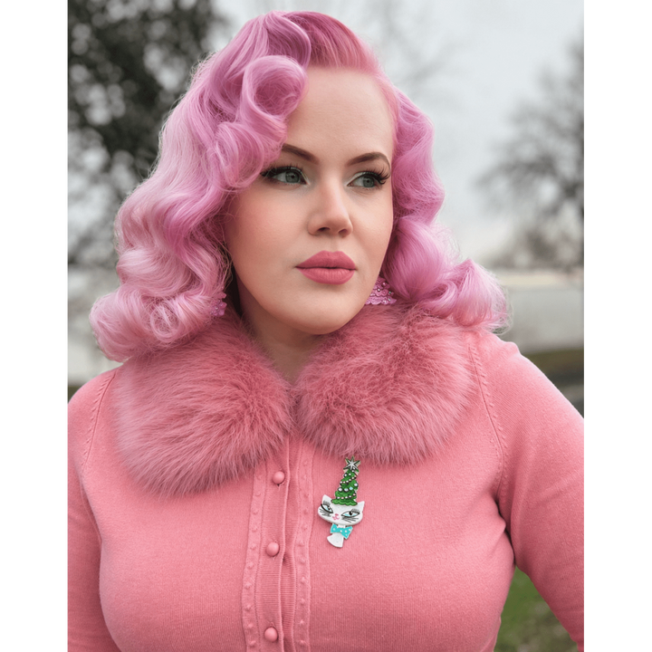 Kitty Christmas Hat Brooch