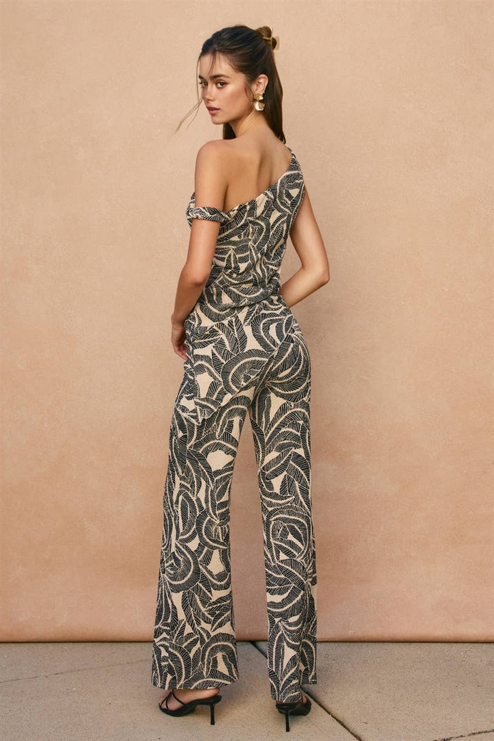 Tropical Leaf Pull On Pants