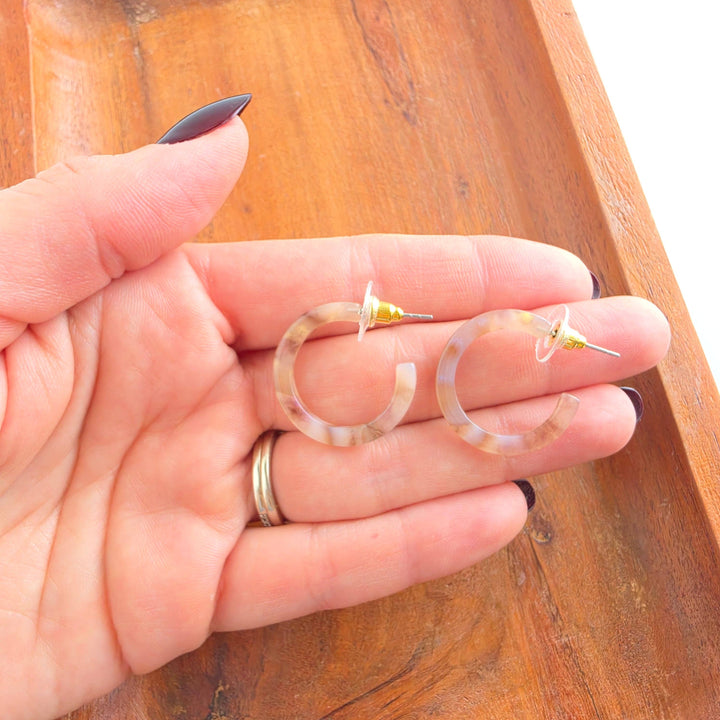 Cam Mini Hoop Earrings - Shimmering Taupe