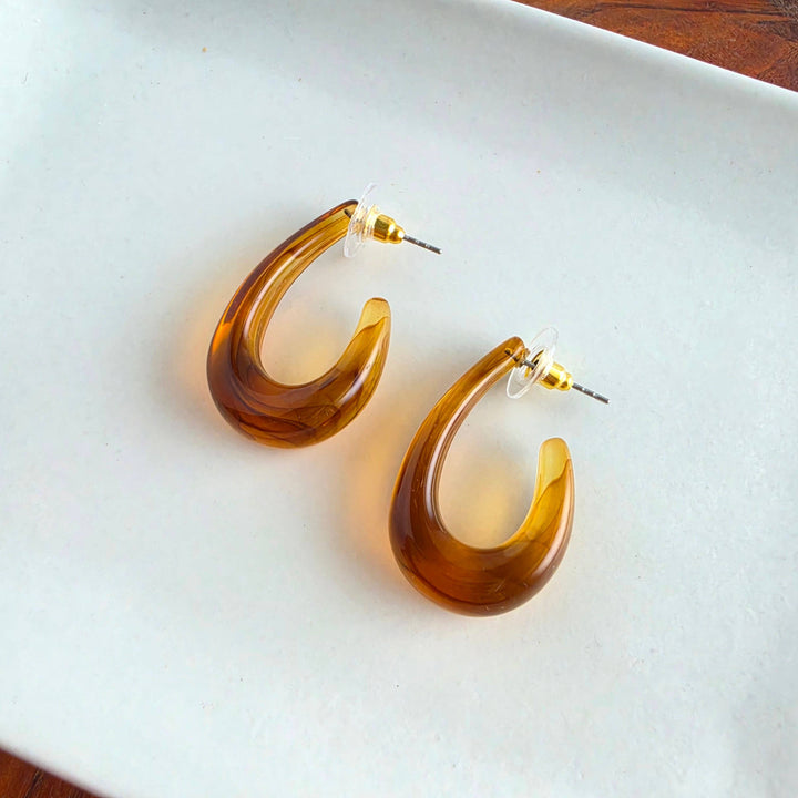 Julie Hoop Earrings - Amber