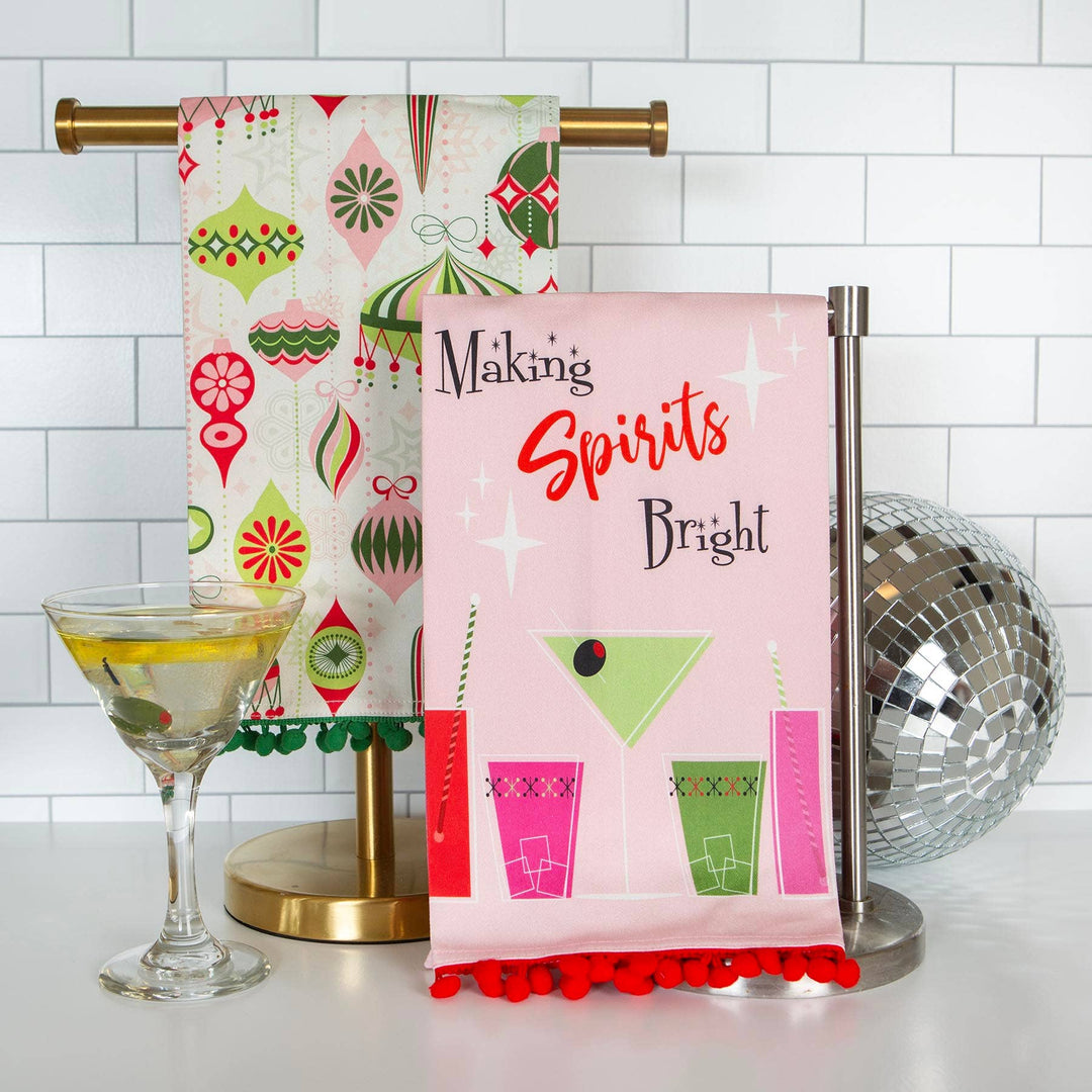 Retro Ornaments Holiday Tea Towel