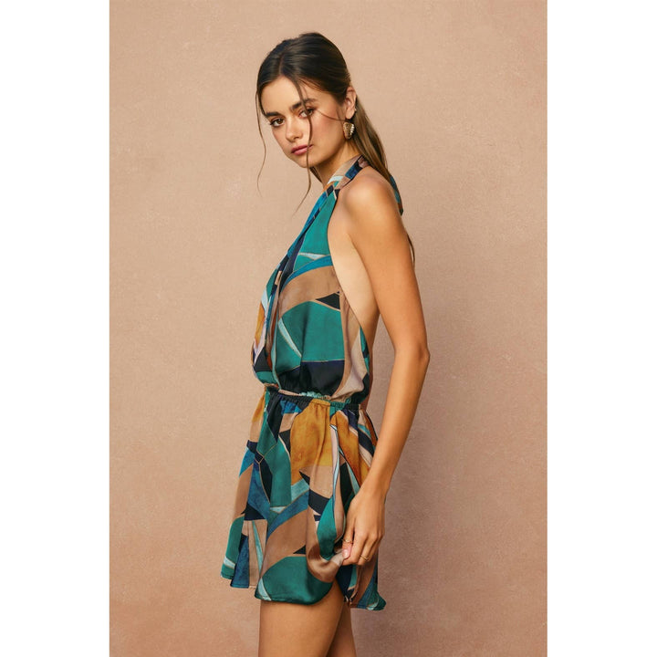Abstract Halter Neck Romper (1)