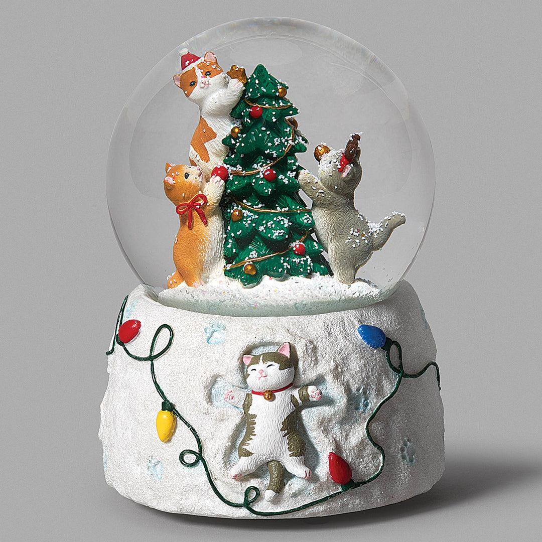 Musical Glitterdome Cats with Tree
