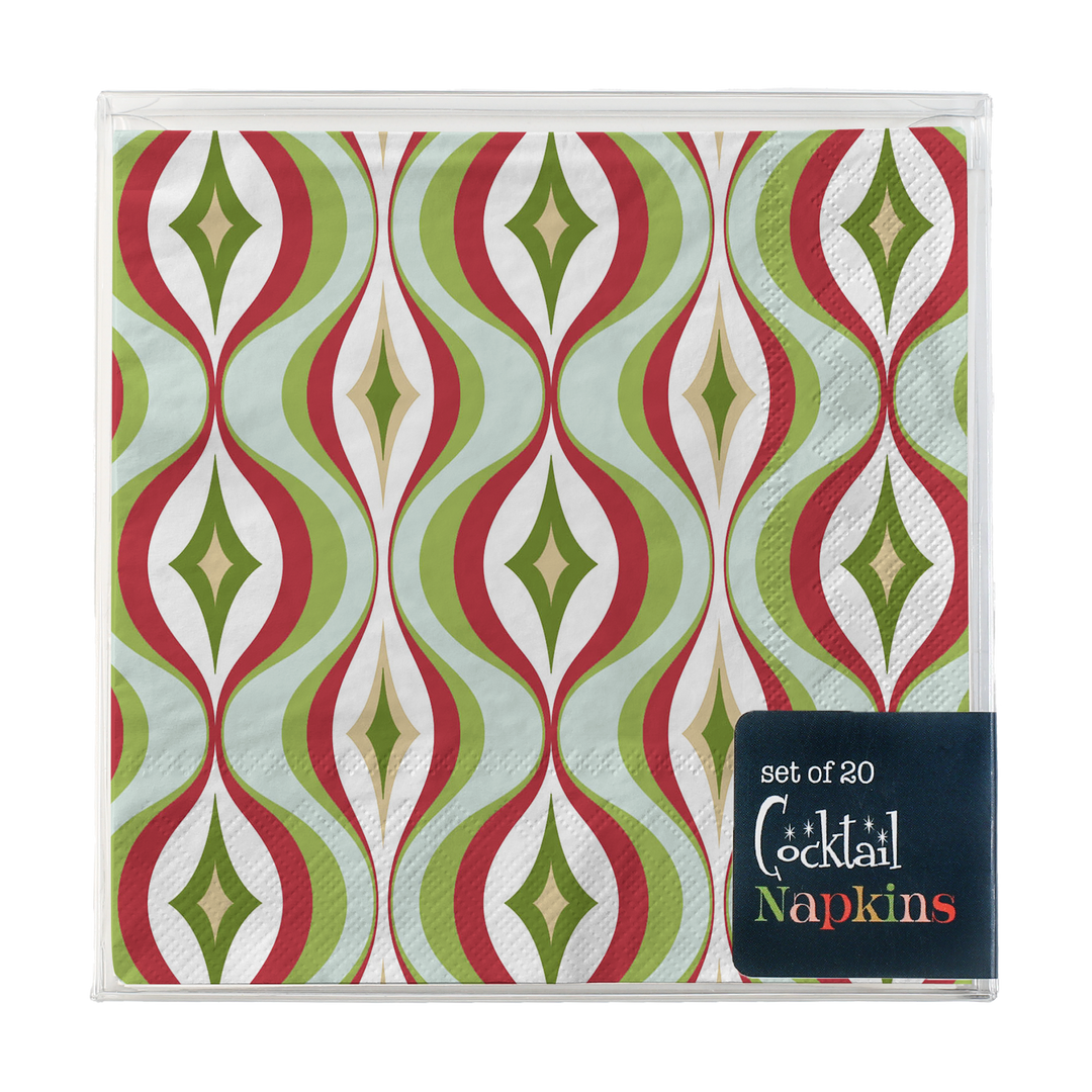 Diamond Wave Mid Century Modern Cocktail Beverage Napkin