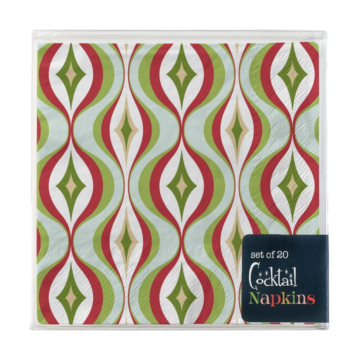 Diamond Wave Mid Century Modern Cocktail Beverage Napkin