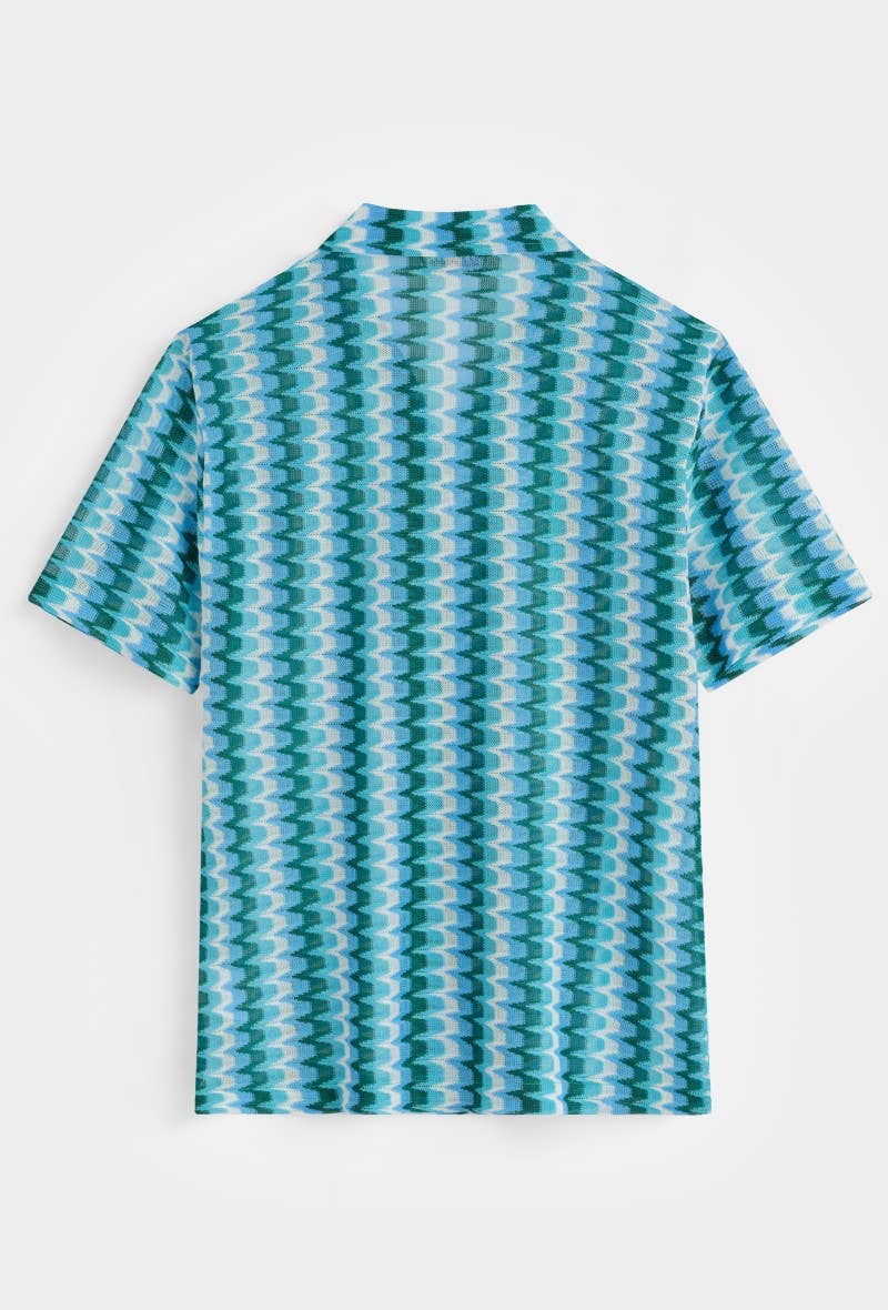 Short-Sleeve Crochet Shirt Sky Blue