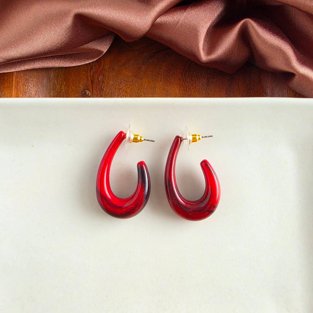 Julie Hoop Earrings- Crimson Red