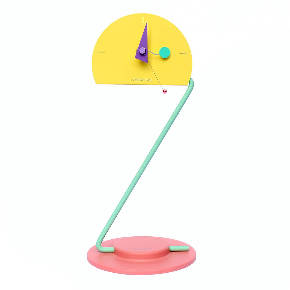 Peacock Desk Clock - Movable Height - Memphis Design