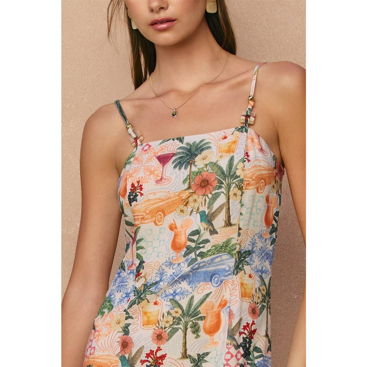 Cabana Crush Linen Front Slit Midi Dress