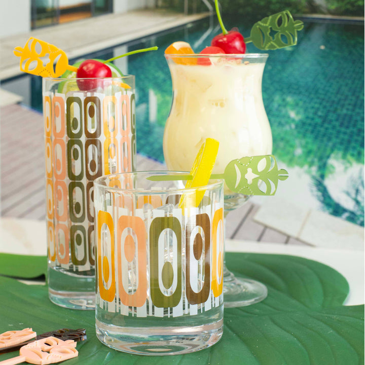 Tiki Mid Century Modern Vintage Whiskey Rocks Cocktail Glass