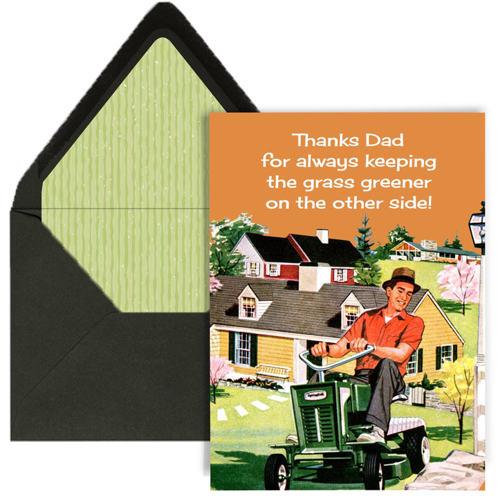 Grass is Greener On The Other Side Retro Fathers Day Card