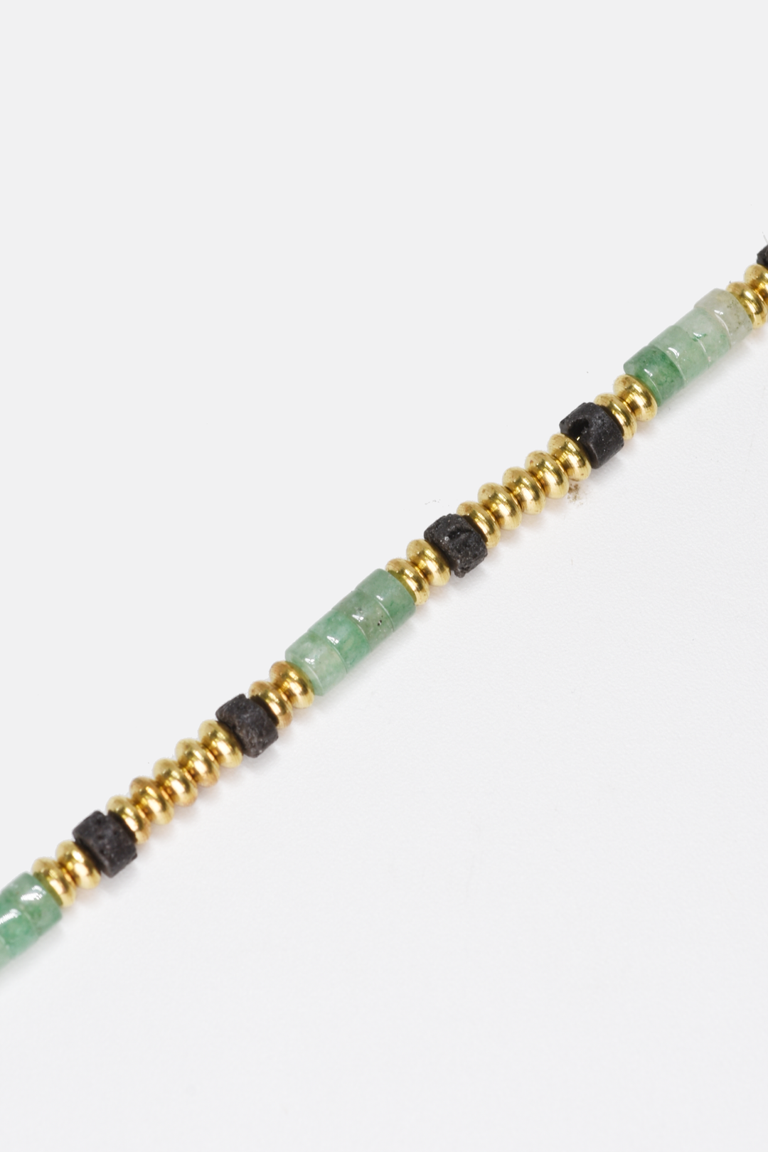 4mm Green Jade & Brass Beaded Bracelet