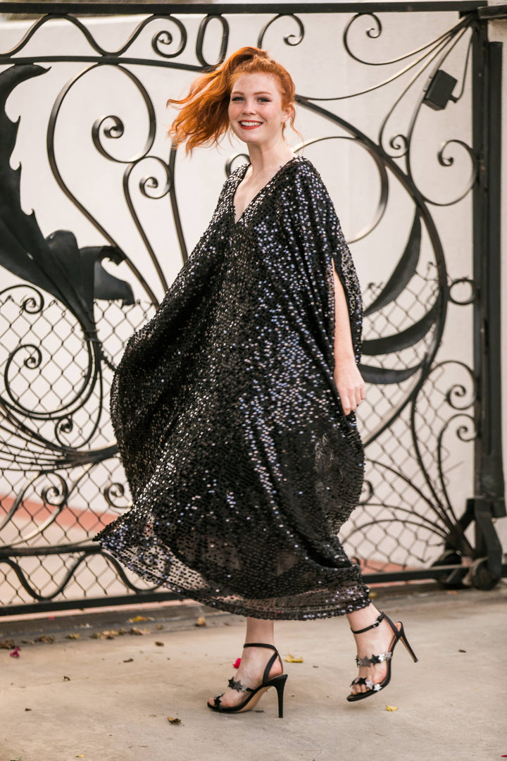 Black Sequin Caftan