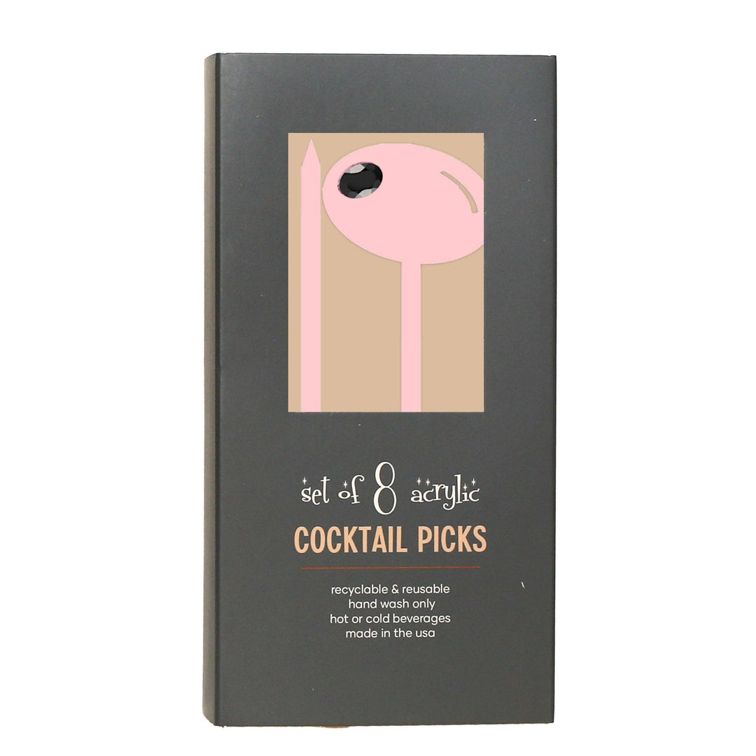 Pink Olive Acrylic Appetizer Cocktail Pick Set of 8