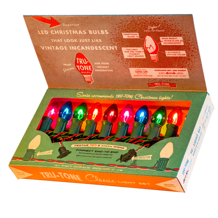 Vintage Style LED Christmas Lights - C7 10-Light Set