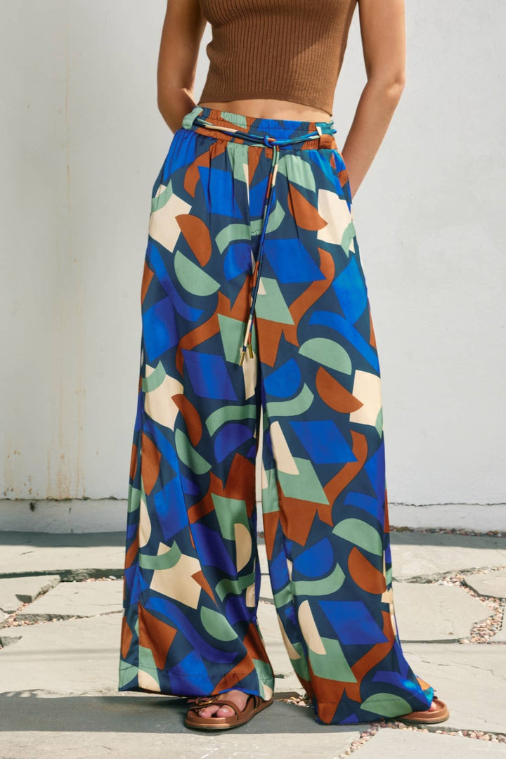 Geometric Looped Belt Pants