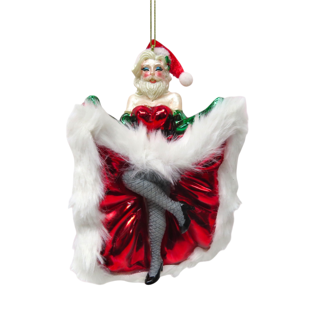 Can Can Santa in Dress Orn