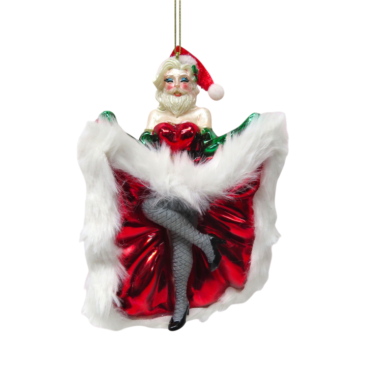 Can Can Santa in Dress Orn