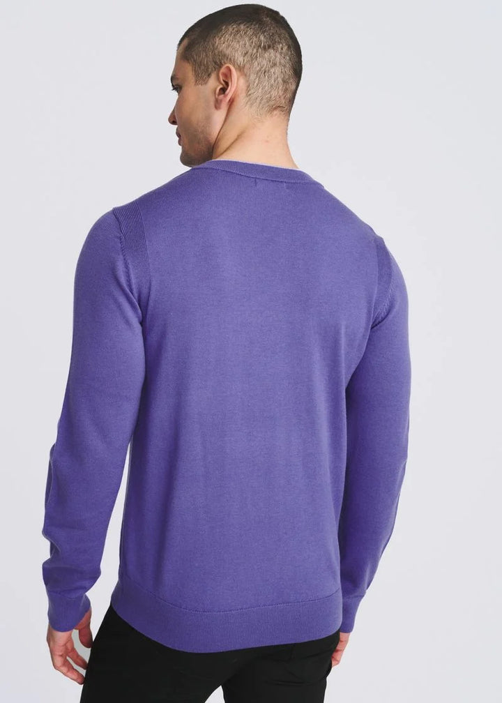 Contrast V-Neck Wool Blend Sweater