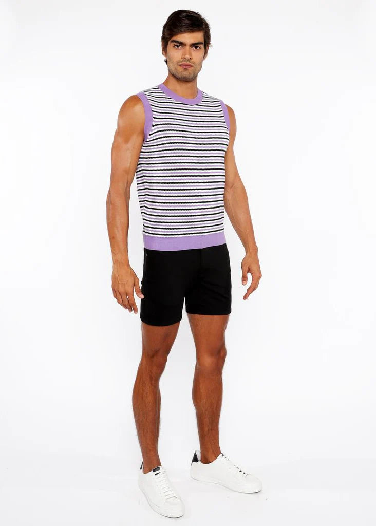 Lilac/Midnight Stripe Open Knit Vest St-24302