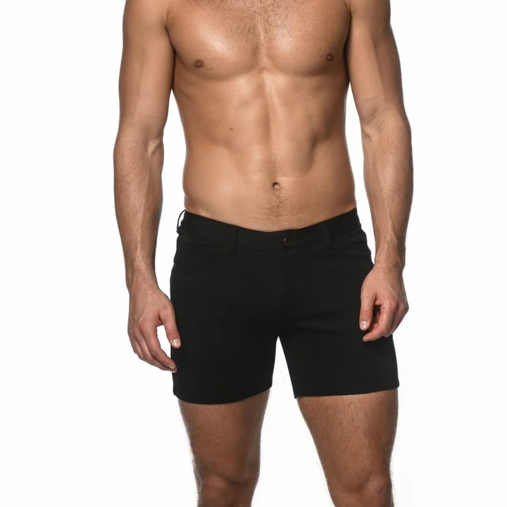 Black 5" Inseam Stretch Knit Jeans Shorts St-1932
