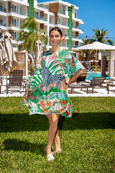Zebra Party Day Mid Length Caftan