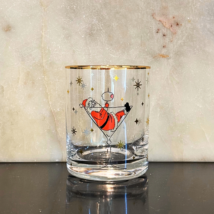 Cocktails with Santa Gold-Rimmed Glass
