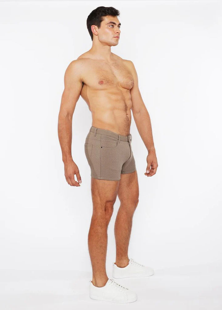 Battalion Houndstooth 5"Inseam Textured Embossed Jacquard Stretch Knit Jeans Short St-1932-97
