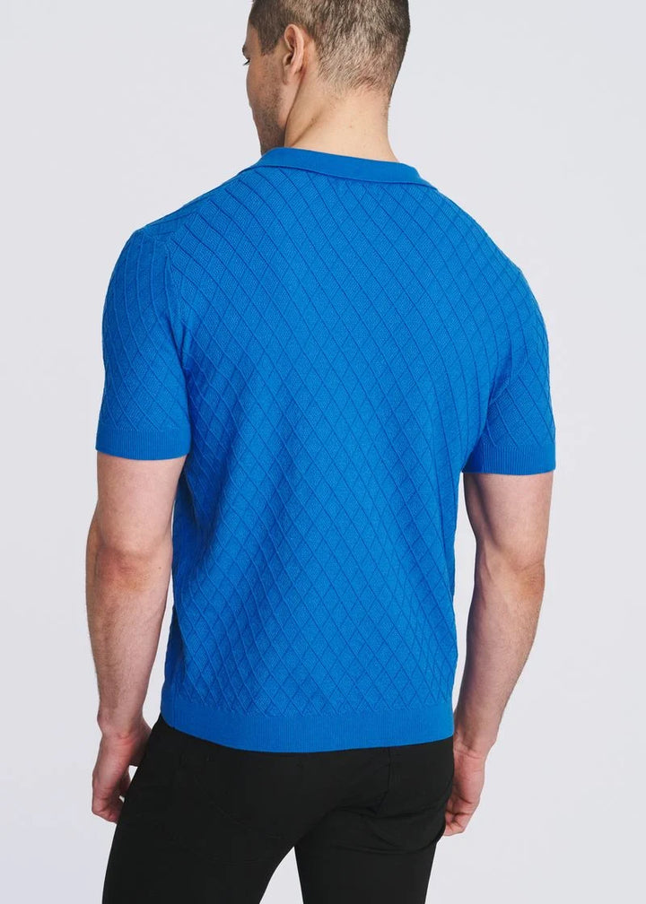 Textured Diamond Johnny Collar Knit Shirt