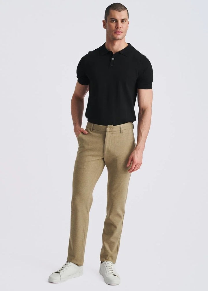 Wool-Look Stretch Knit Tailored Pants
