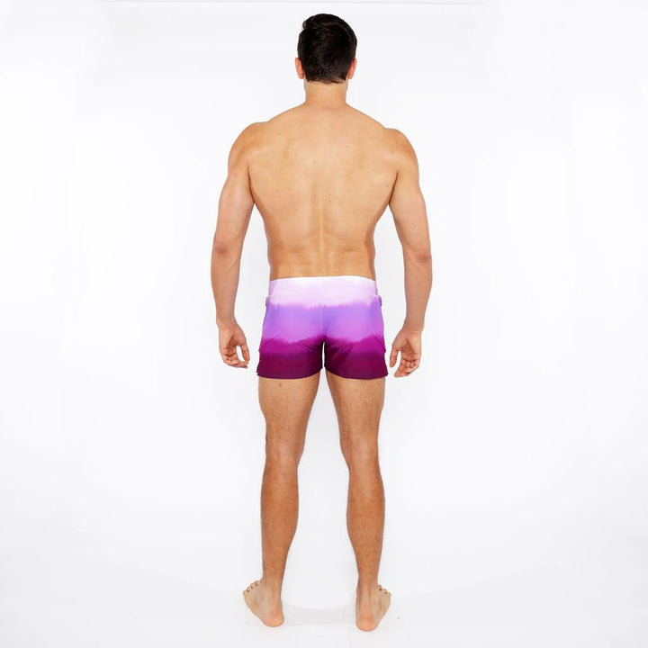 Fuchsia Gradient Printed Swim Short W/Mesh Brief Lining St-8024-05