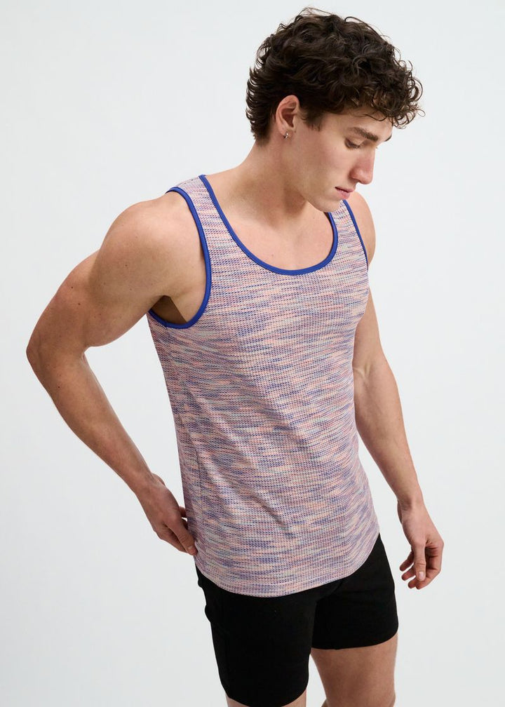 Purple Space Dye Textured Stretch Knit Tank St-11142