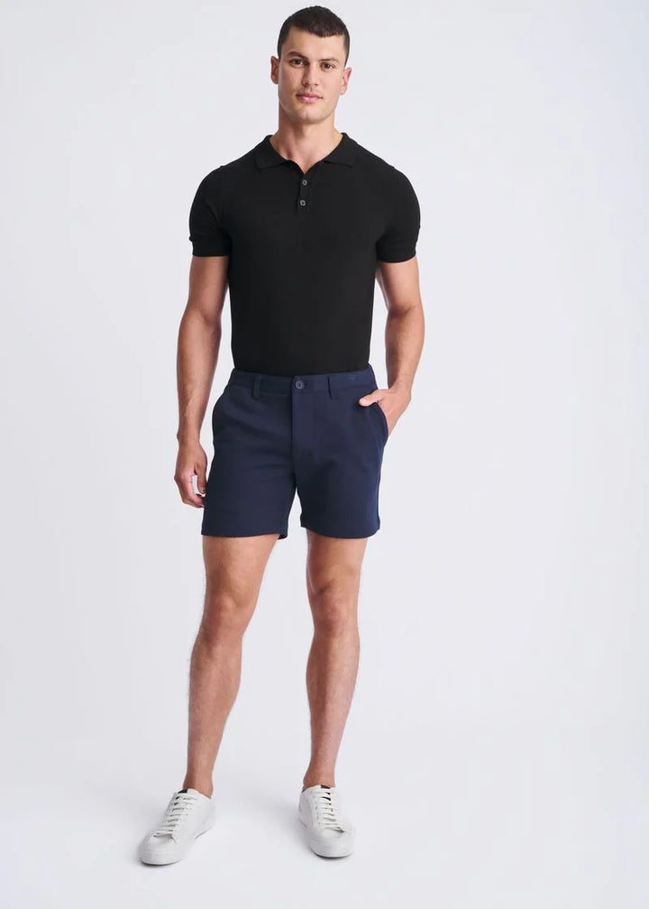 Navy 6" Inseam Textured Stretch Knit Chino Shorts PM-2542
