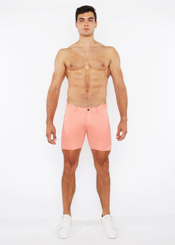 Peach Amber 5" Inseam Solid Stretch Knit Jeans Shorts St-1932