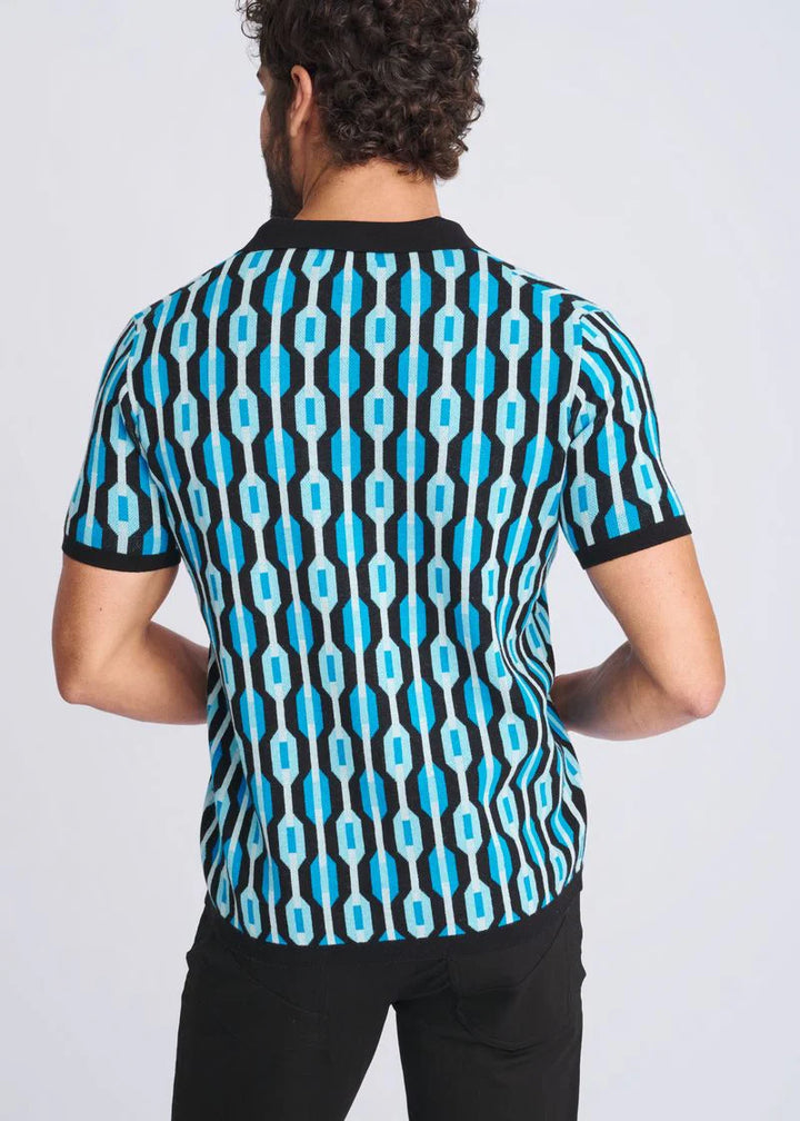Retro Chains Jacquard Cotton 3-Button Knit Polo PM-16328