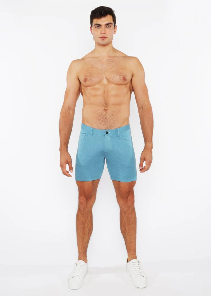 Oasis Teal 5" Inseam Solid Stretch Knit Jeans Shorts St-1932