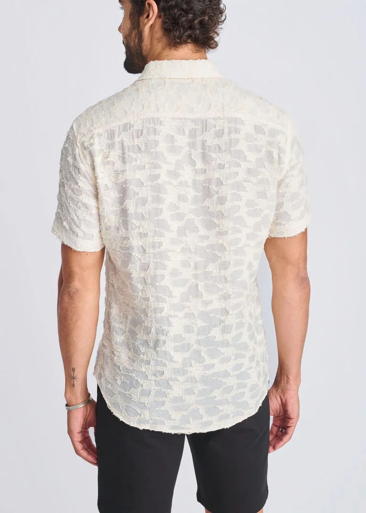 Cream Lightweight Jacquard Short Sleeve Shirt PM-51002