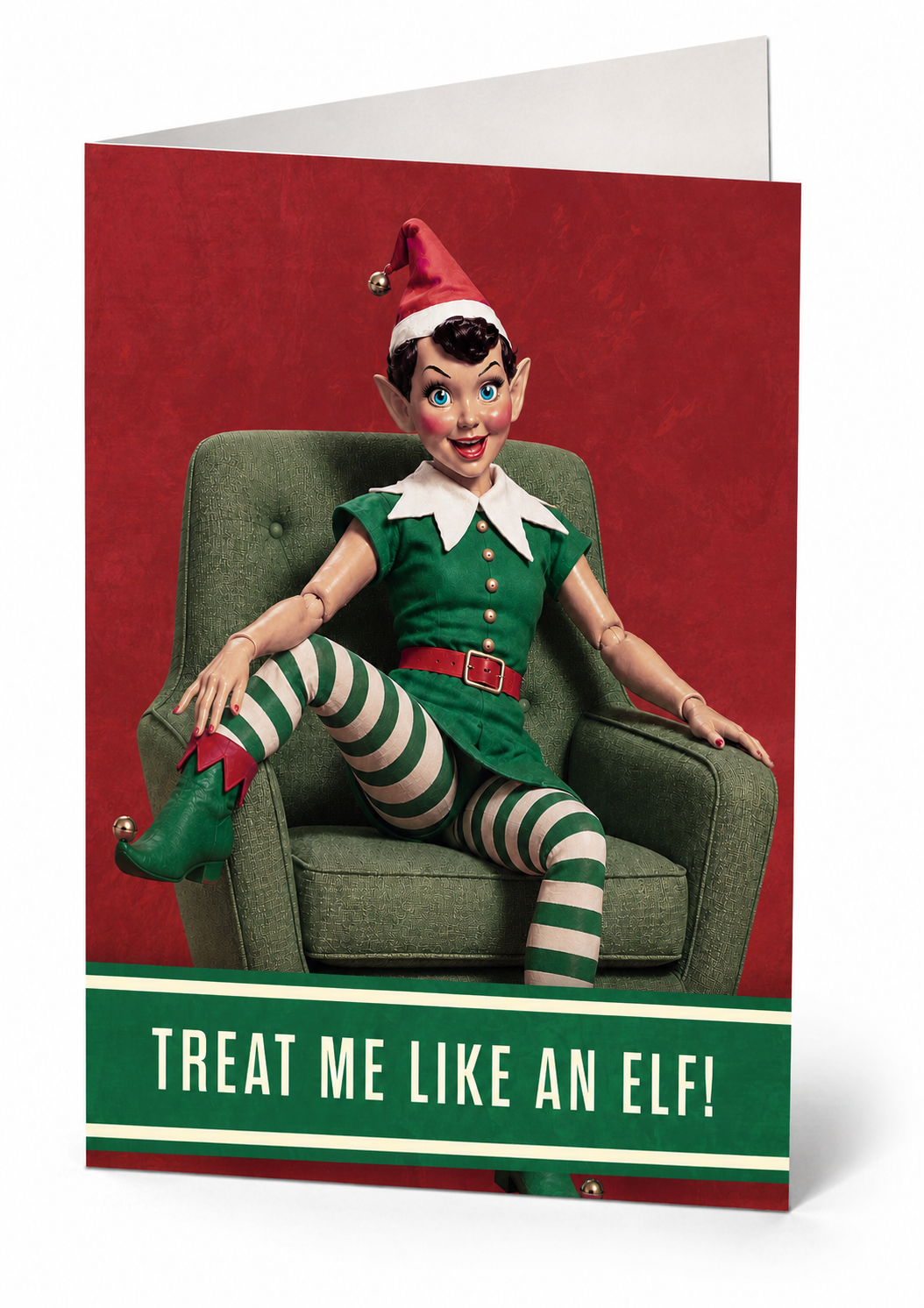 Treat Me Like An Elf Holiday Greeting Card