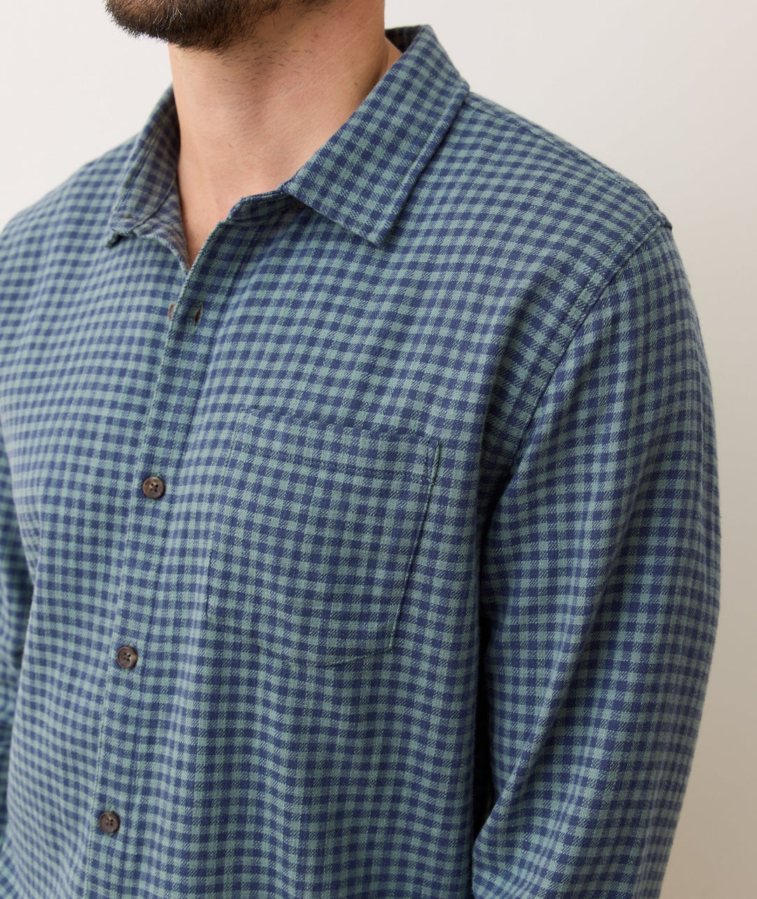 Classic Stretch Selvage Shirt Green / Navy Gingham