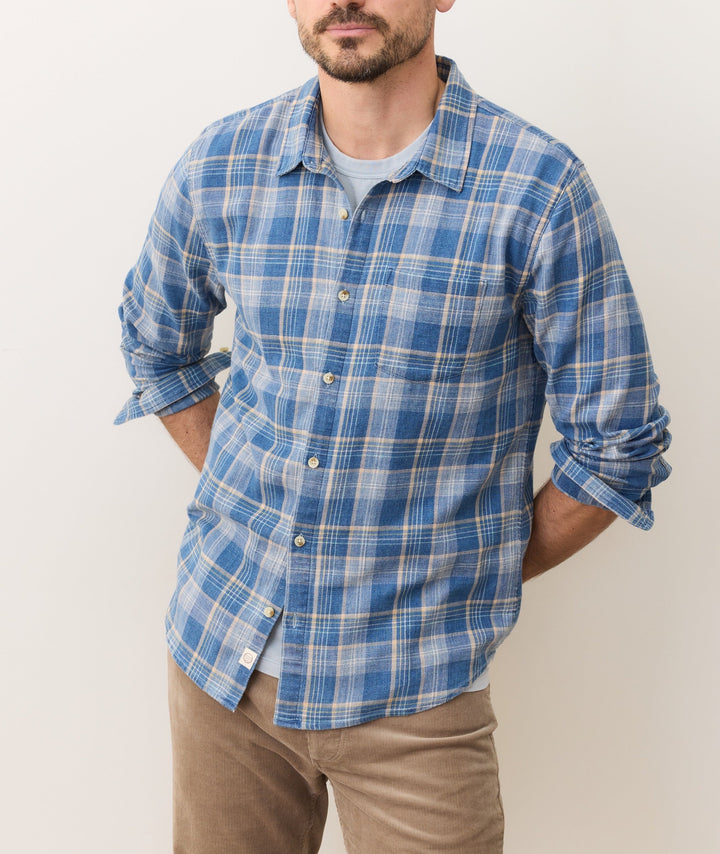 Classic Stretch Selvage Shirt Blue Indigo Plaid