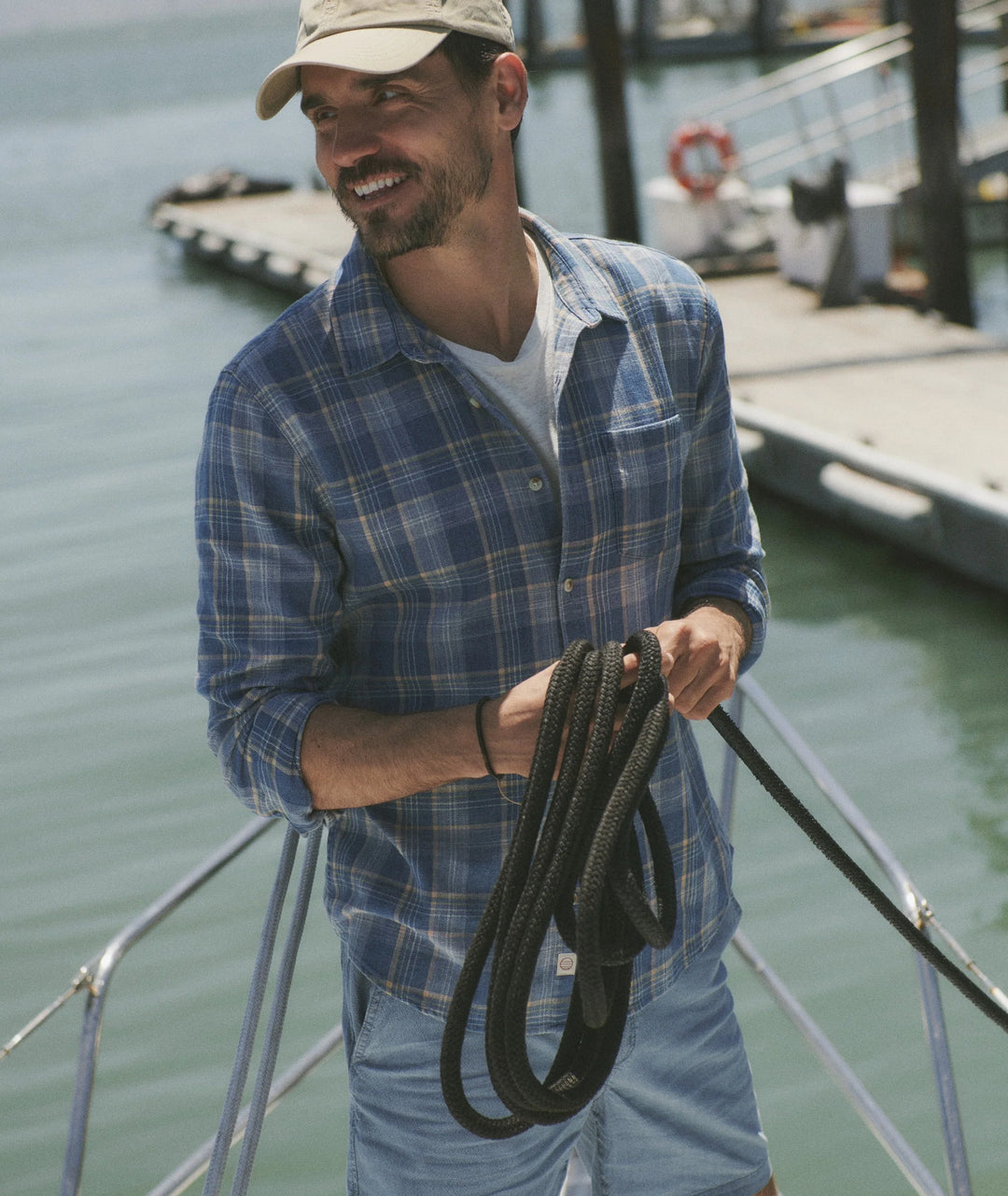 Classic Stretch Selvage Shirt Blue Indigo Plaid
